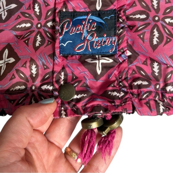 Vintage 80s Pink Geometric Windbreaker Jacket Size Large XL Westen Boho Retro - Picture 7 of 9